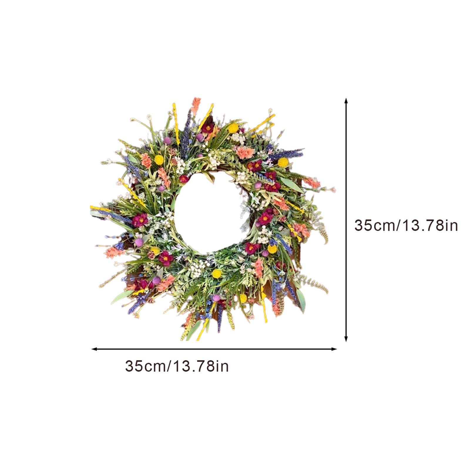 Ghirlanda artificiale primaverile per porta d'ingresso, ghirlanda primaverile con lavanda per la decorazione della casa primaverile ed estiva per esterni, ghirlanda da appendere per parete, finestra