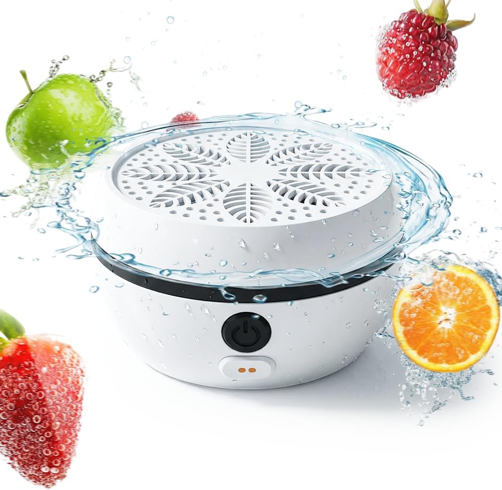 Fruit and Vegetable Cleaner Machine, Titanium Electrolysis Produce Purifier Wireless Waterproof Food Cleaner for Fruits Vegetables Meat Seafood (White)