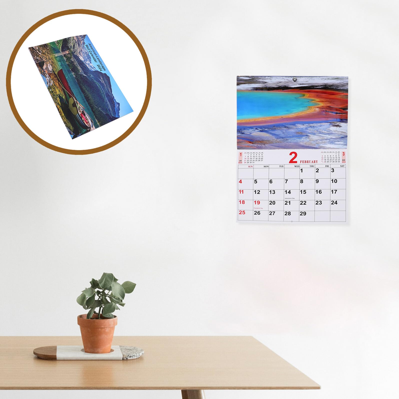 DOITOOL Wandkalender Querformat mit Landschaftsfotos Robuster Monatskalender zum Aufhängen Praktischer Home Hanging Calendar für Tägliche Terminplanung und Ereignisnotizen
