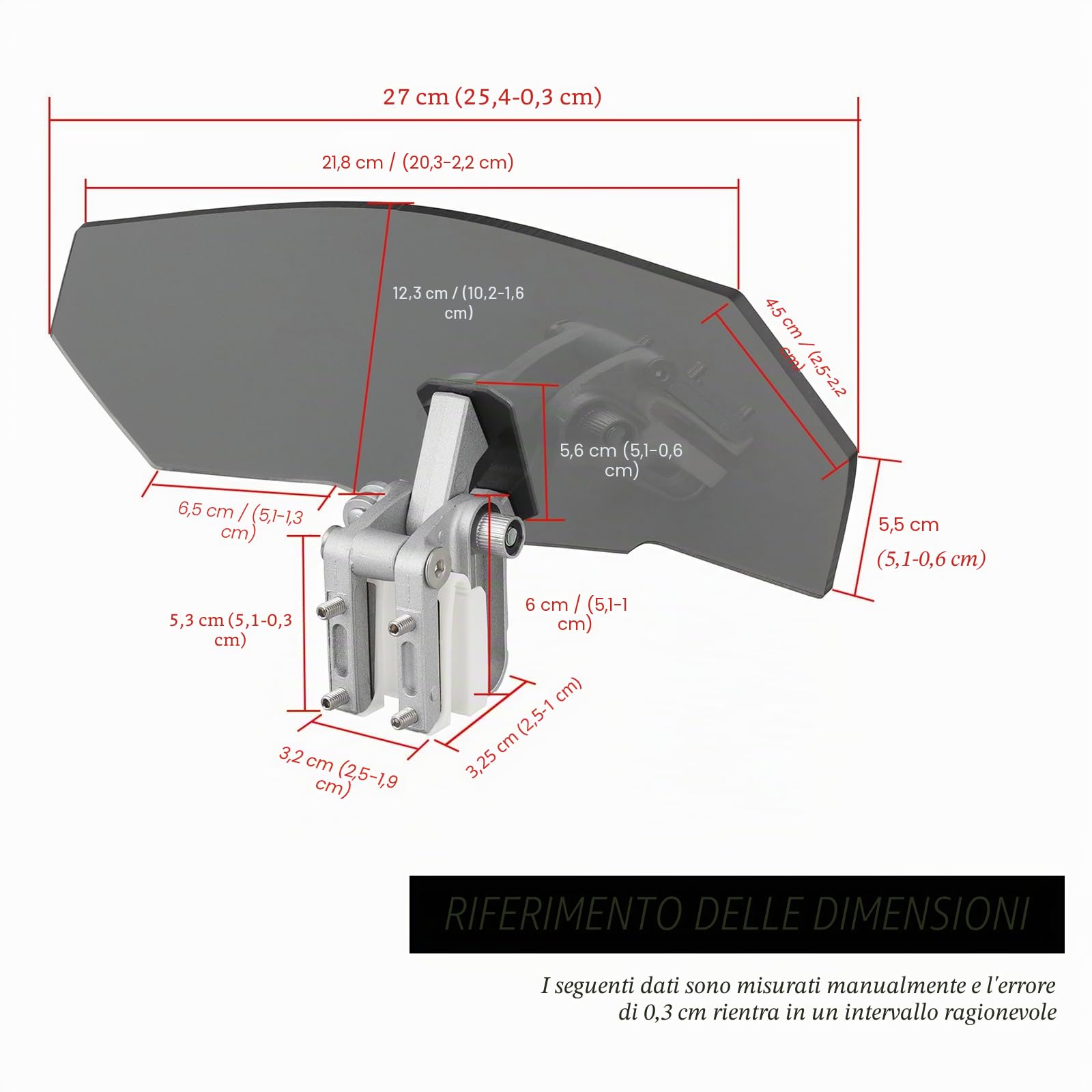 DREAMIZER Parabrezza Universale per Moto, Deflettore Antivento Regolabile con Clip per Estensione Parabrezza Spoiler Deflettore Antivento Compatibile con Honda Kawasaki Yamaha Suzuki Triumph