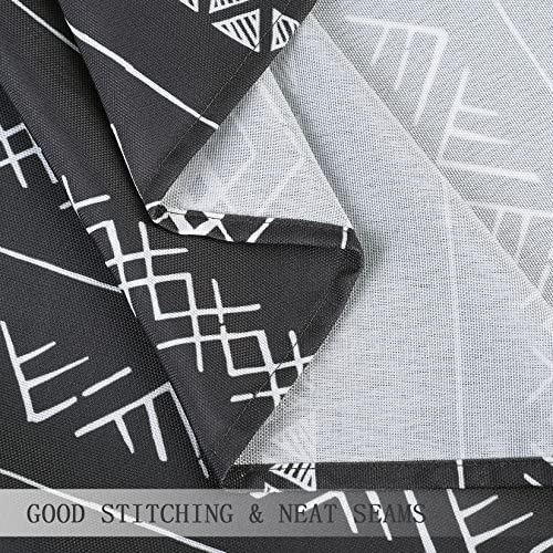 Caremee Boho Kitchen Curtains For Window, Farmhouse Country Tier Curtains 2 Panels Tribal Window Treatments For Bathroom Living Room Bedroom, 26 × 30 Inch, Grey Boho #TOP2