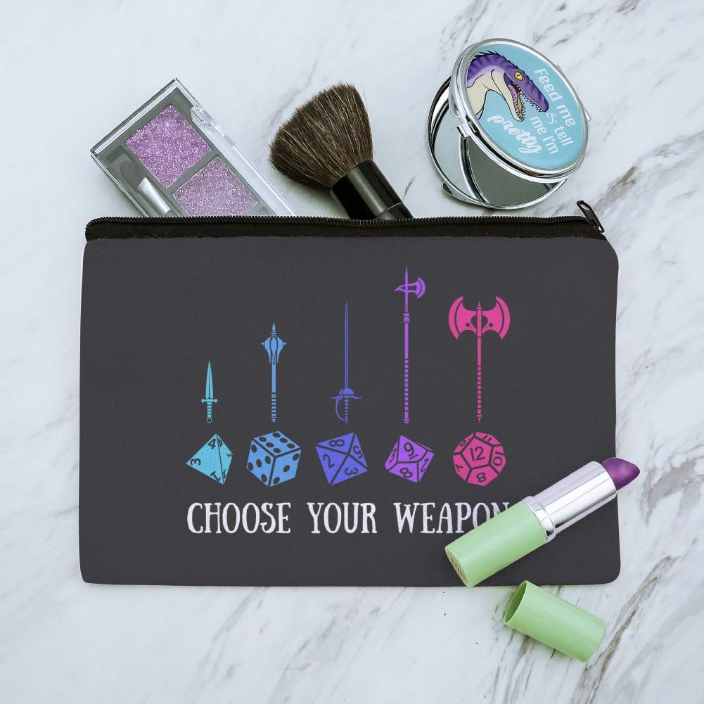 Choose Your Weapon Dungeon RPG Dice Makeup Cosmetic Bag Organizer Pouch