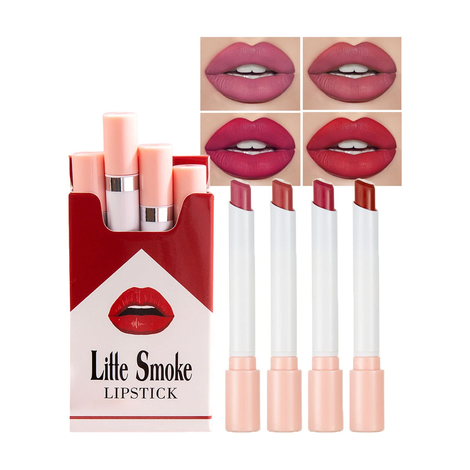 Tongyend Matte Lipstick Set, 4pcs Long Lasting, Highly Pigmented, Non-Stick Cup, Not Fade, Waterproof, Velvet Nude