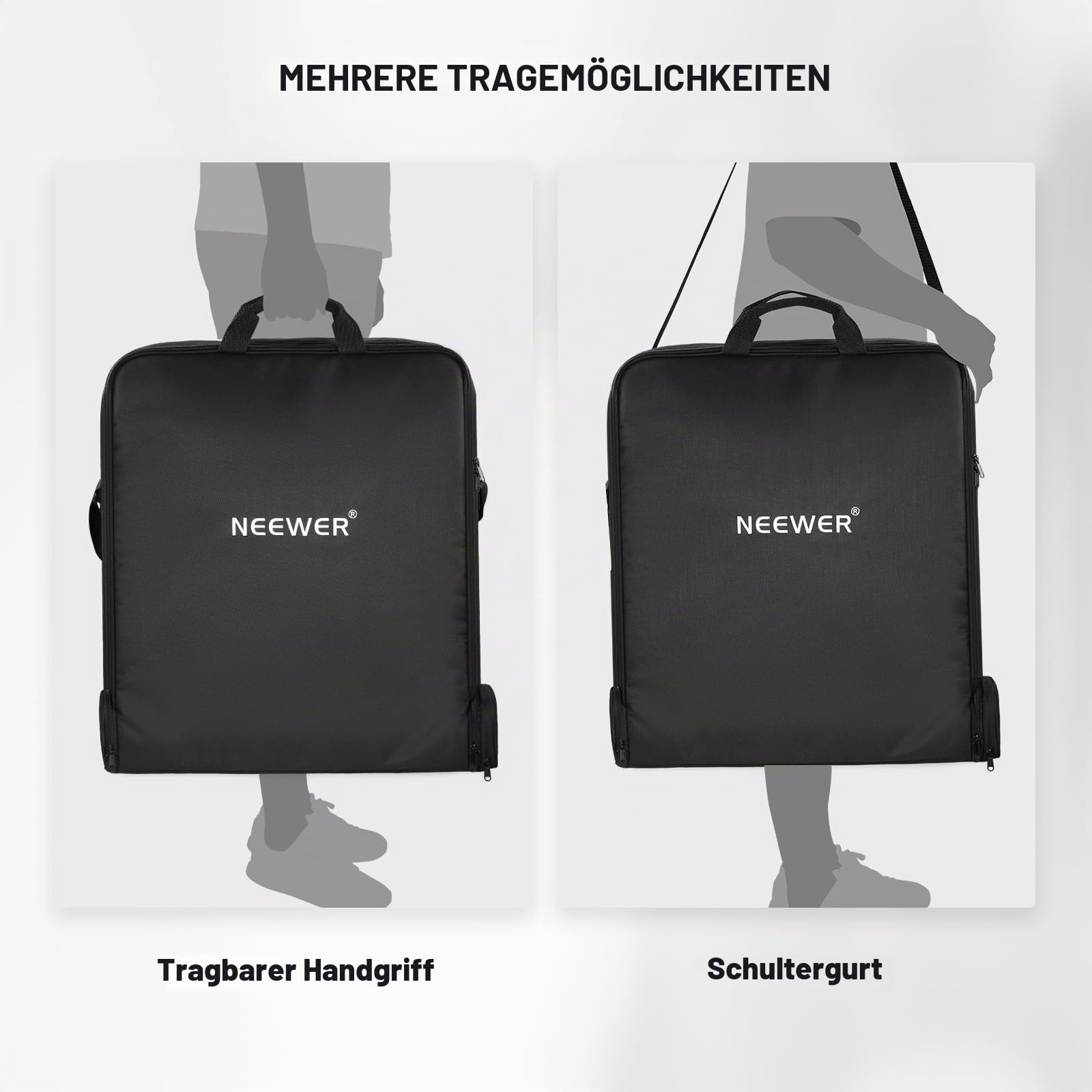 NEEWER 18" Ringlicht Tragetasche mit separater Aufbewahrungstasche, erweiterbar für 78cm gefaltetes Lichtstativstativ, 60cm x 58cm, leichte Nylon Schutztasche für Ringlicht mit Ständer, RU-009