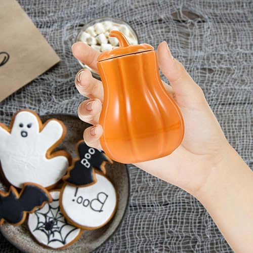 Miniatura 3 de Kichvoe Tarro de calabaza de cerámica con tapa hermética, mini recipiente para especias para almacenamiento de té, cocina, recipiente de cerámica
