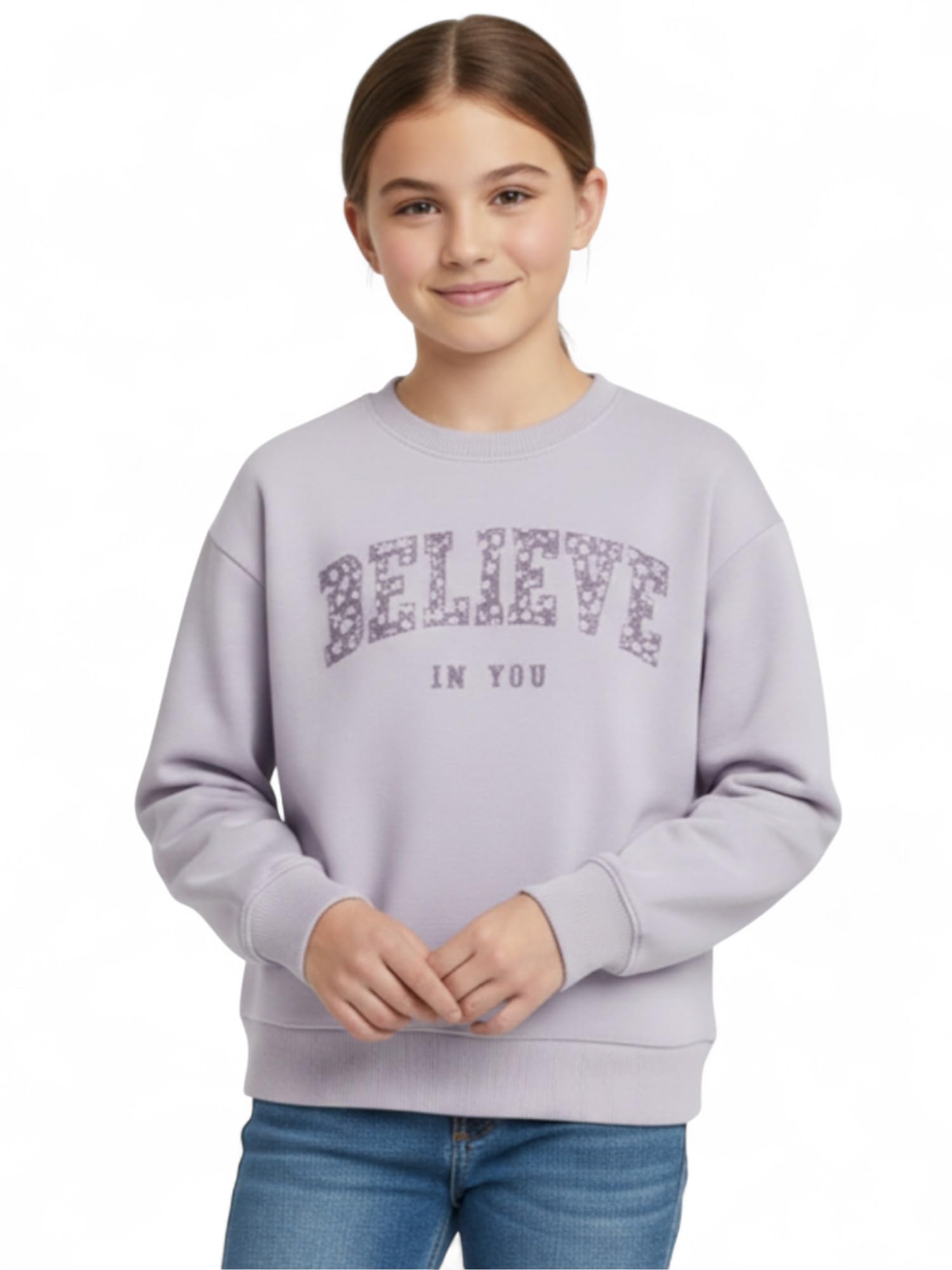 Alan Jones Clothing Girl's Cotton Blend Printed Drop Shoulder Crew Neck Sweatshirt-picture-10