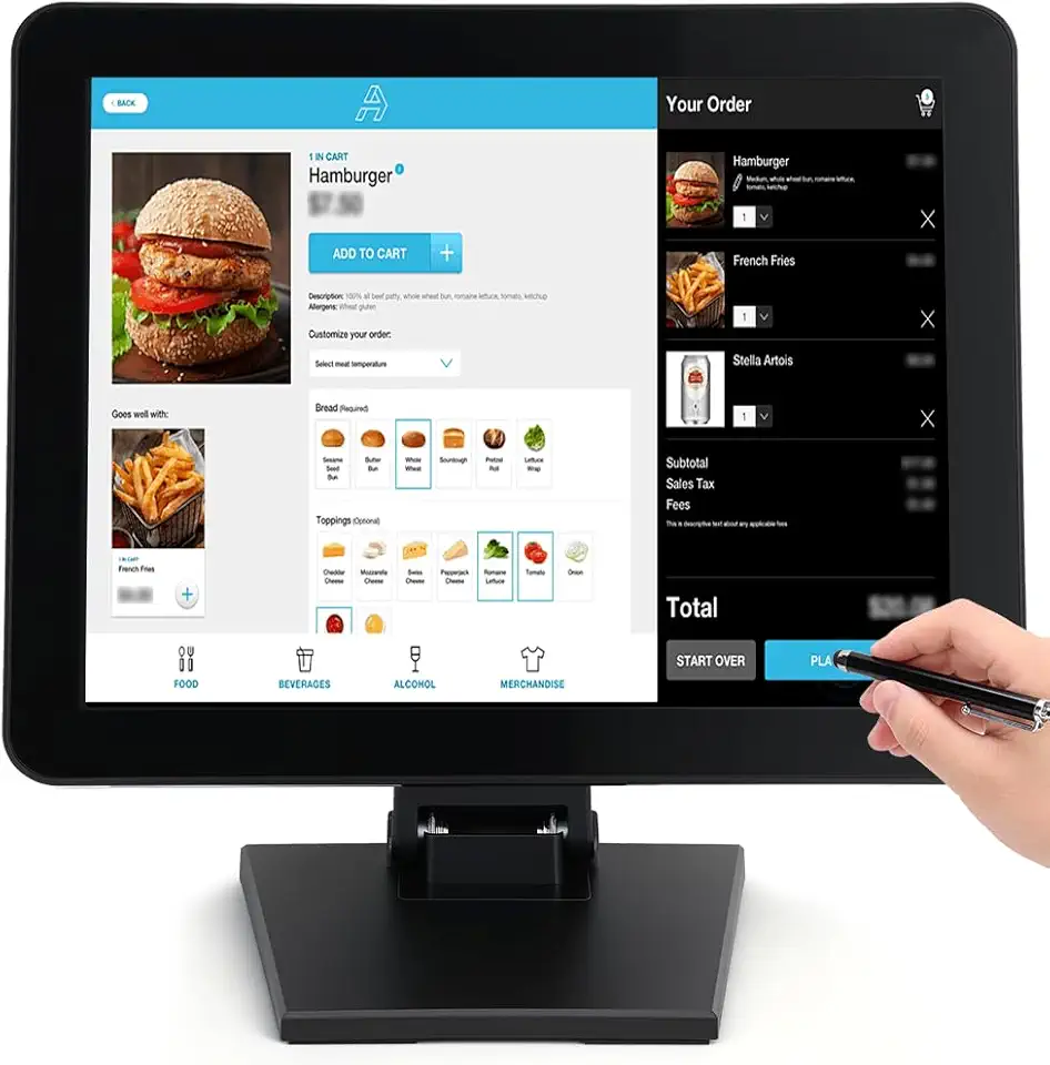 Monitor Touch Screen, Monitor 15 Polegadas, Caneta Touch Resolução Entrada Vga para PC/Escritório/Varejo/Restaurante/Bar/Armazém