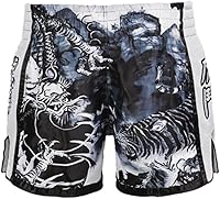 Vista 153 de Fluory - Pantalones cortos de lucha para muay thai, shorts de MMA, ropa de entrenamiento para lucha en jaula, grappling, artes marciales, kickboxing