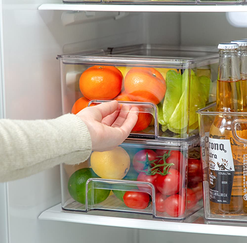 Contenedores para congelador, contenedores de almacenamiento de alimentos, contenedores de refrigerador, organizador de plástico para refrigerador, congelador, despensa, cocina, organizador para 4