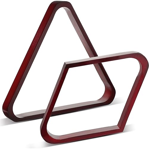 Skylety 2 Pieces Wooden Billiard Ball Rack Solid Wood 2-1/4 inches Billiard 8-Ball Triangle Rack and 9-Ball Diamond Billiard Rack for Billiard Pool Table