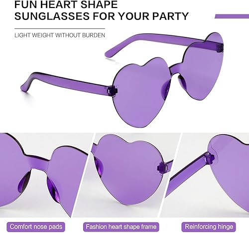 Miniatura 5 de Gafas moradas, gafas de sol moradas, gafas de sol de moda para mujer, gafas de sol de novia, gafas de sol divertidas, paquete de gafas de sol
