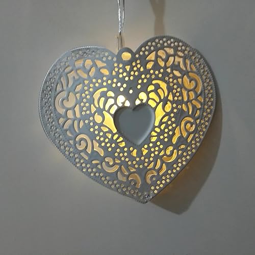 Miniatura 6 de Guirnalda de luces LED de alambre plateado de 5.25 pies, decoración de habitación de Navidad, luz de corazón, cadena de luz LED para dormitorio,