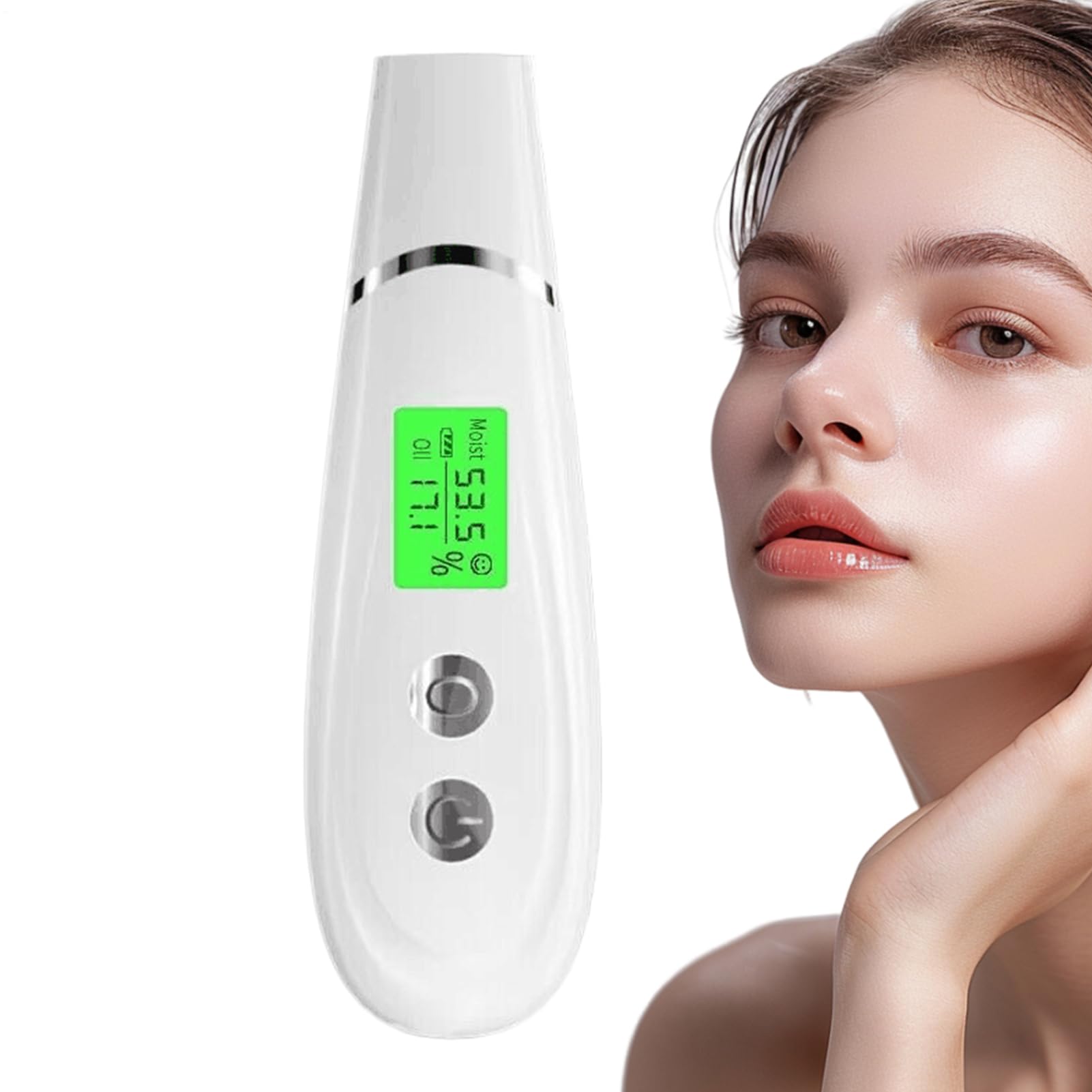 Medidor de humedad de la piel, máquina analizadora digital de piel, pantalla LCD de 5 x 1.9 x 1.57 pulgadas, dispositivo de cuidado facial, medición profesional de nivel de aceite de agua, salón de