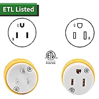 Vista 3 de RVGUARD extremos de cable de extensión macho y hembra, juego de enchufe y conector de repuesto de hoja recta de 15 A 125 V de servicio pesado, tipo