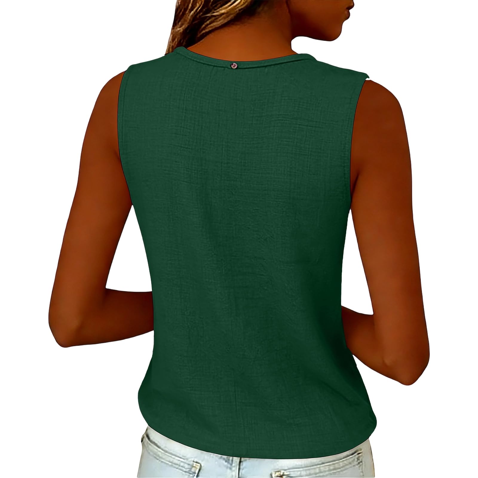Débardeurs Femme en Lin Debardeur Coton Femme Col Drape Chic et ÉLégant Chemise et Blouses Mode Vetement Funky Haut Décontracté sans Manches Soirée Business Top
