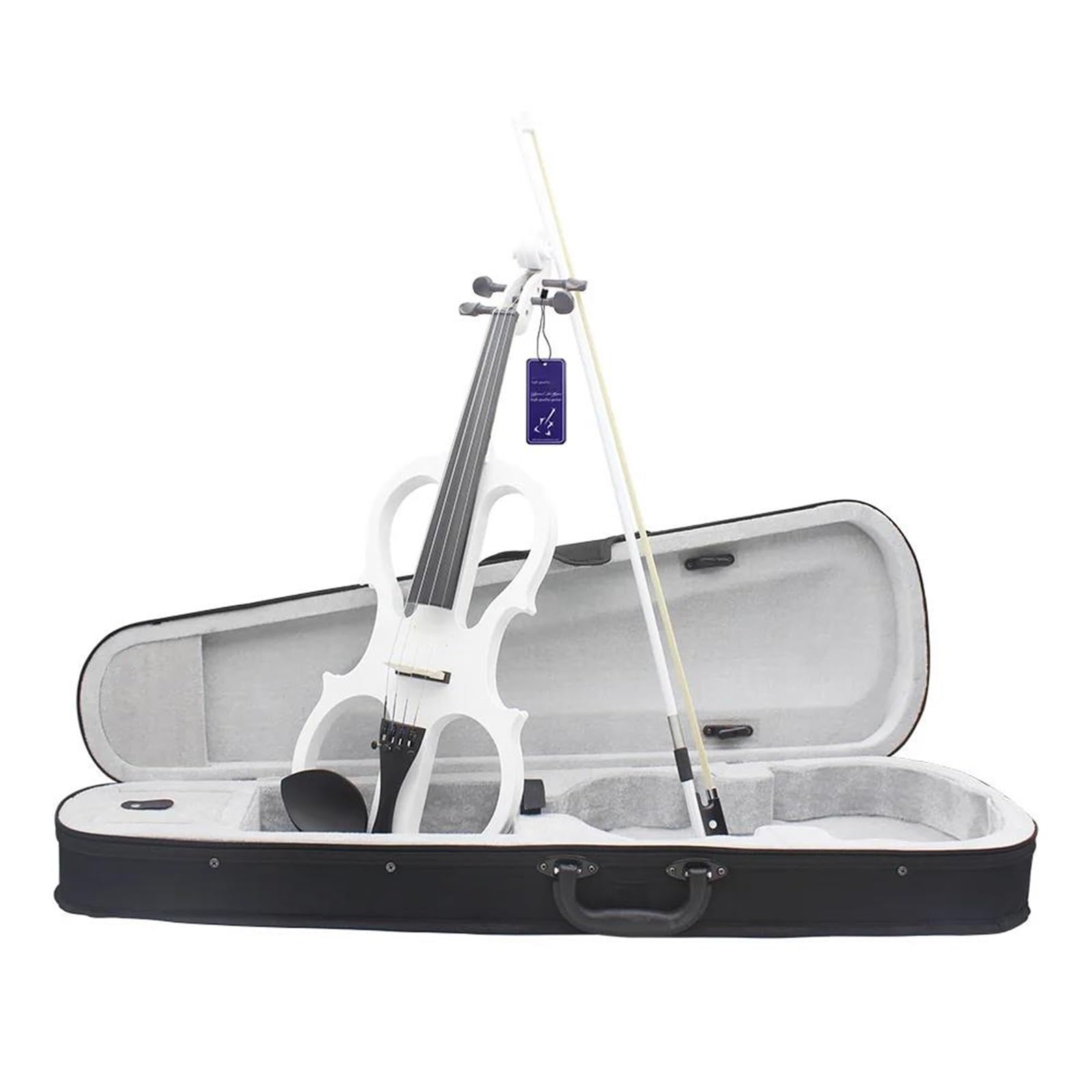 Violin Set Violon Électrique 4/4 Corps En Érable Silencieux Avec Étui À Nœud Accessoires De Câble De Connexion Pour Casque