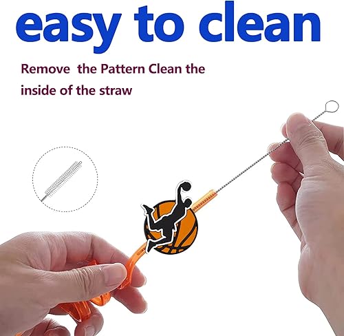 Miniatura 3 de MEAXUR 24 popotes de plástico reutilizables con temática de baloncesto para regalos de fiesta de baloncesto, bebida diaria, fiesta de cumpleaños,