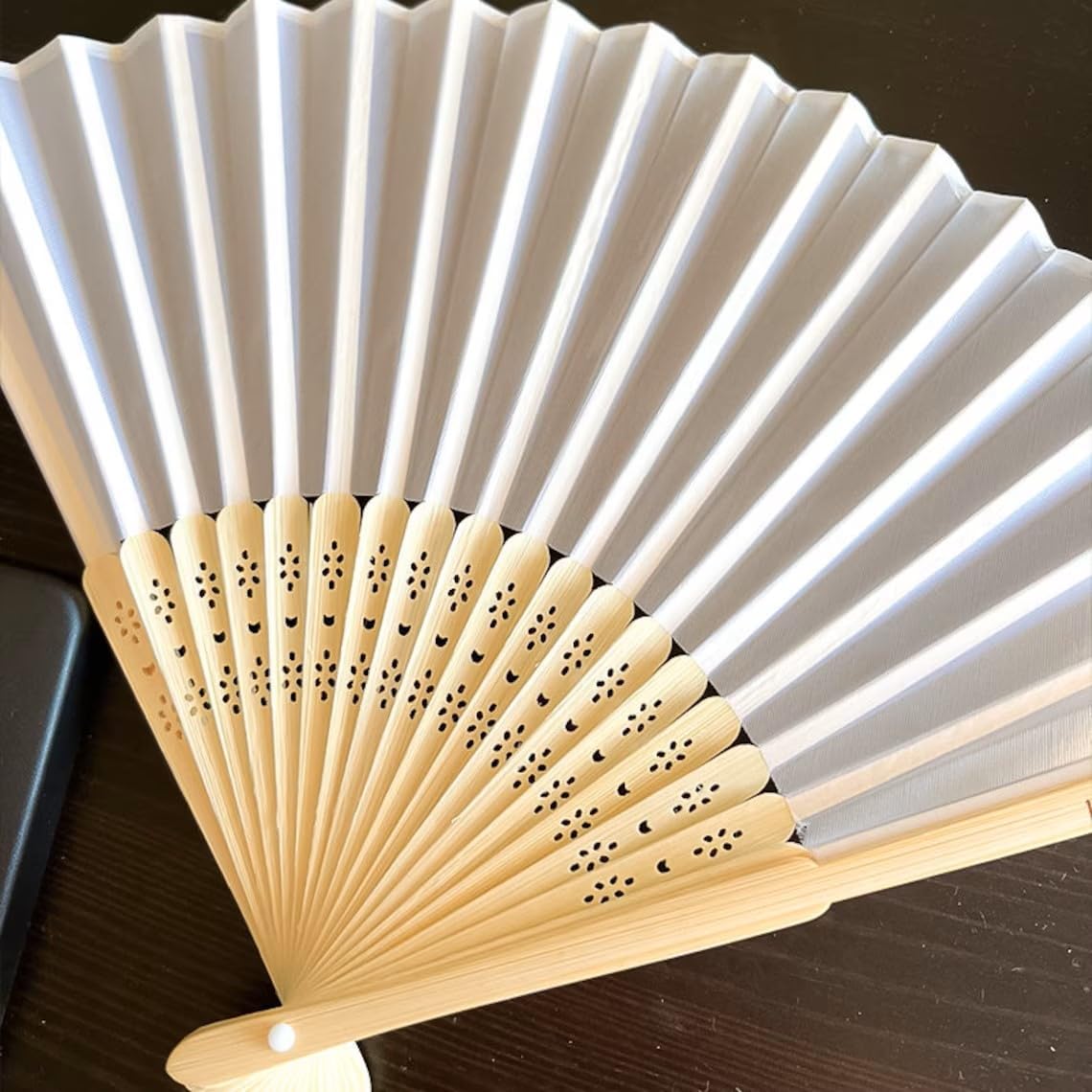 Personalized Wedding Handheld Folding Fans(106Pcs)- Engraved White Silk Fan for Wedding,Custom Fans For Birthday Party Bridal Shower Baby Shower Favor for Guests with Gift Storage Bags-Decorative Fans