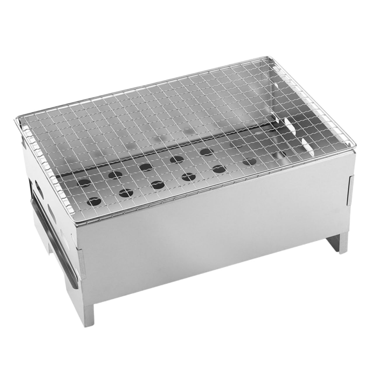 Tragbarer Holzkohlegrill aus Eisen nicht Verformbar und Leicht zu Verstauen für Camping und Outdoor Grillabende Kompakter Kleiner Grill