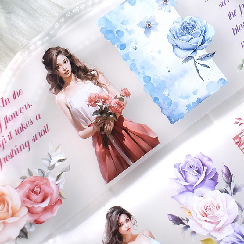 Image of New Popular PET Tape Modern Girls Collage Glossy Washi Tape for Decoration Small Fresh Flower Materials (90723)