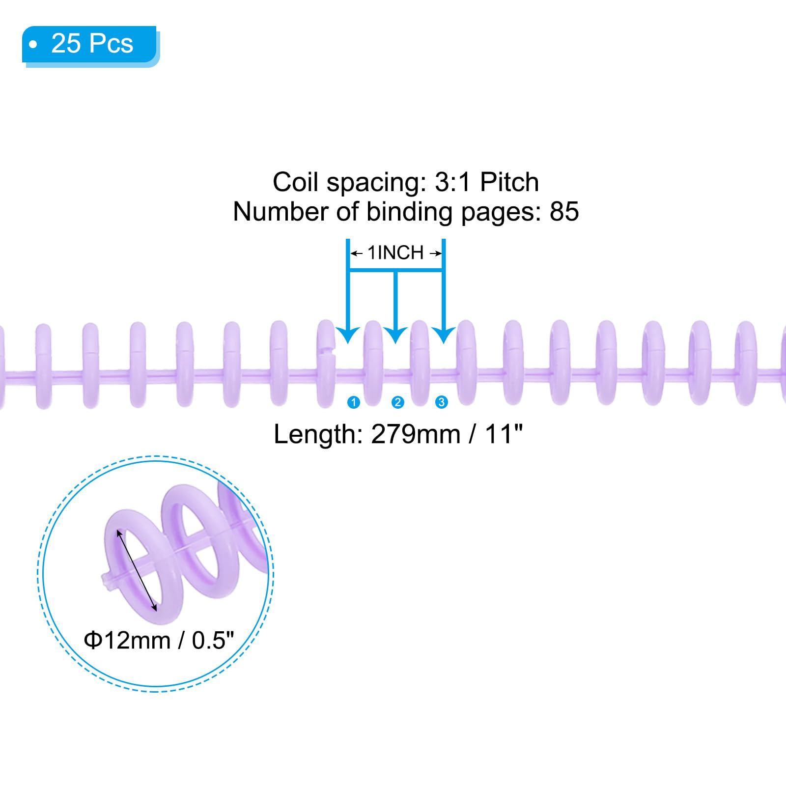 PATIKIL 12mm(1/2") Plastic Spiral Binding Coils - Image 2