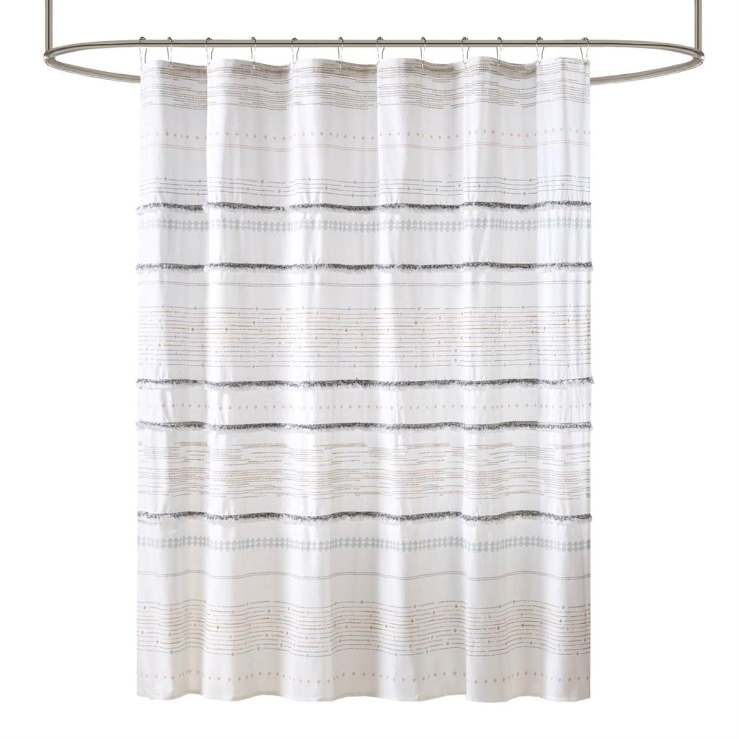 INK+IVY Imani Tufted Chenille 100% Cotton Shower Curtains Machine Washable, Modern Home Bathroom Décor Bathtub Privacy Screen, 72 x 72, Ivory