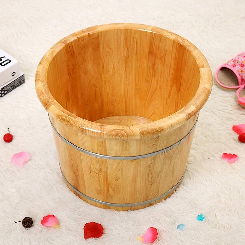 Wiadro do kąpieli z naturalnego drewna, drewniana beczka do kąpieli stóp do użytku domowego, umywalka z litego drewna dla dorosłych zgodnie z wanną do pedicure, 30 cm wyższa niż beczka do kąpieli stóp