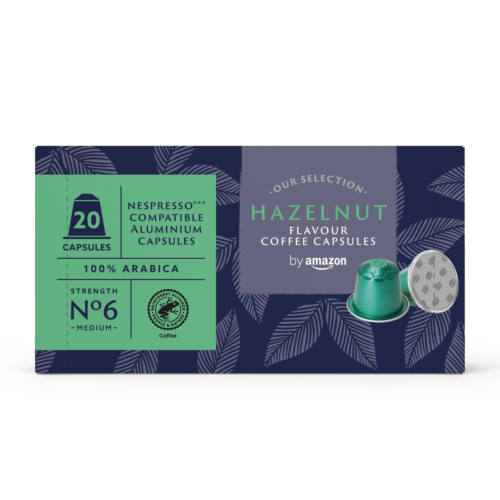 by Amazon Café Avellana, Cápsulas de Aluminio Compatibles con Nespresso, 100 Unidad (5 packs de 20) - Certificado Rainforest Alliance (Paquete de 2)