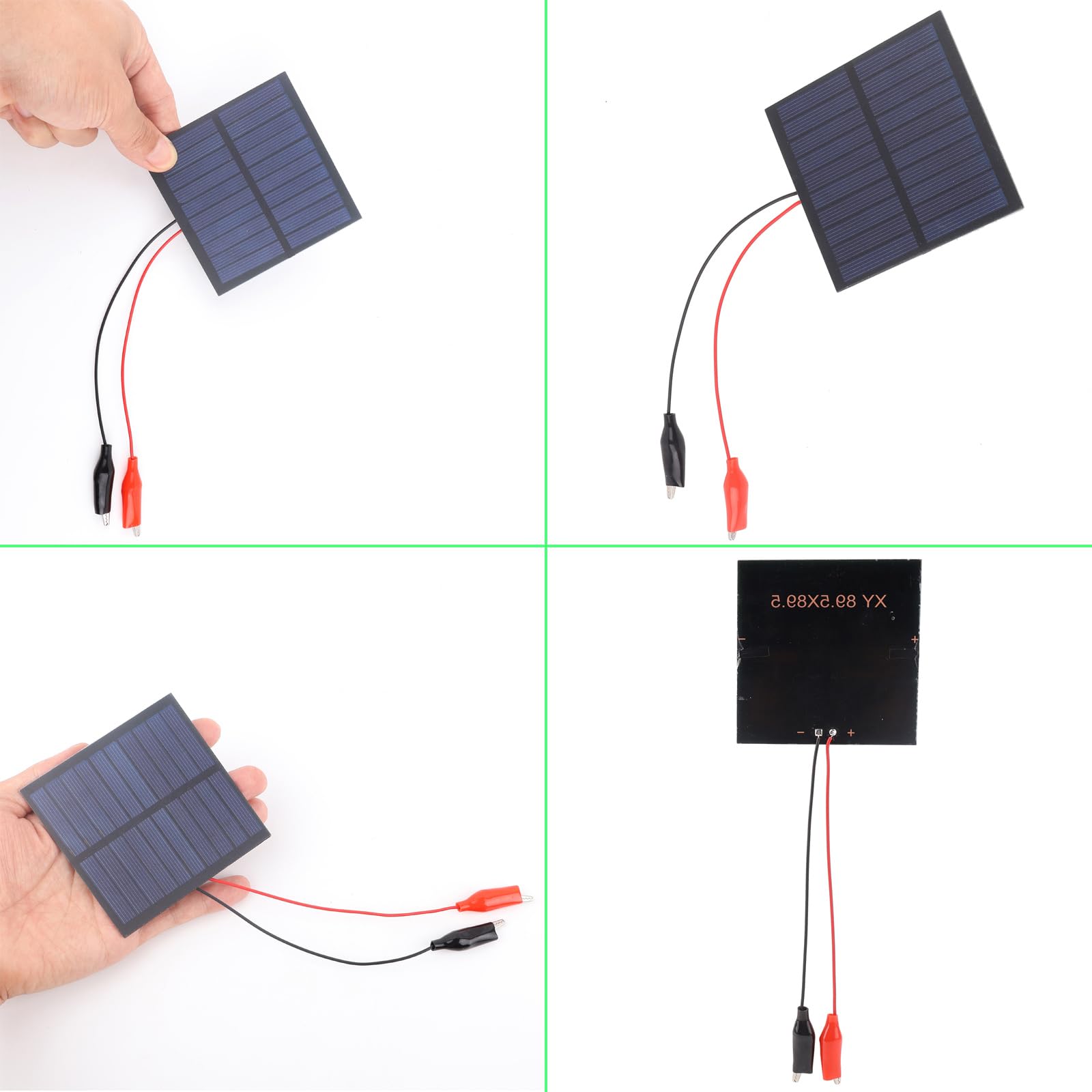 5 paneles solares pequeños, 1 W, 5 V, 200 ma, mini panel solar fotovoltaico, kit de cargador de células solares con clip de alambre de 89,5 mm x 89,5 mm para teléfono, luz eléctrica de juguete
