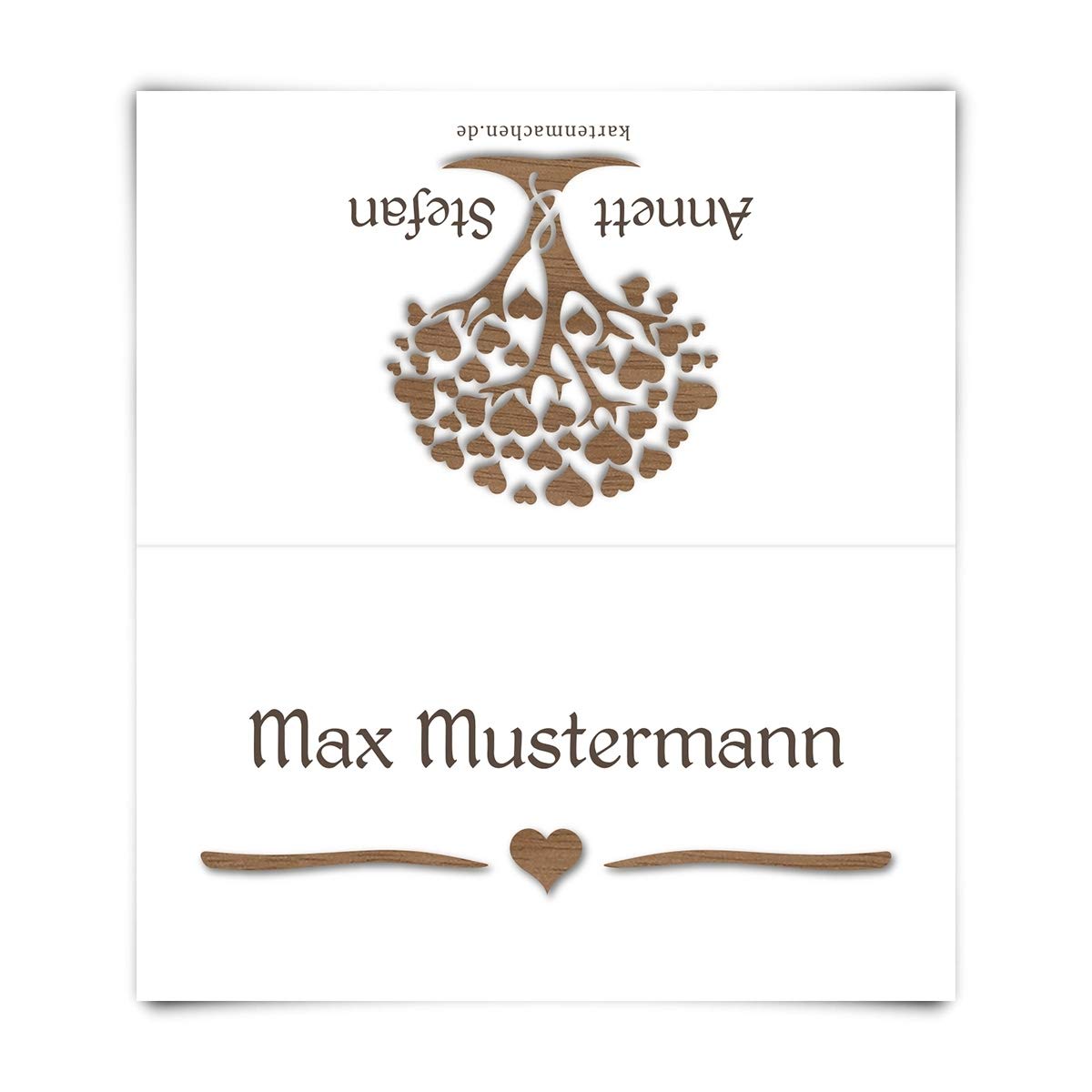 50 x Tischkarten zur Hochzeit Platzkarten individuell jede Karte anderer Name Namenskarten Set - Herzbaum