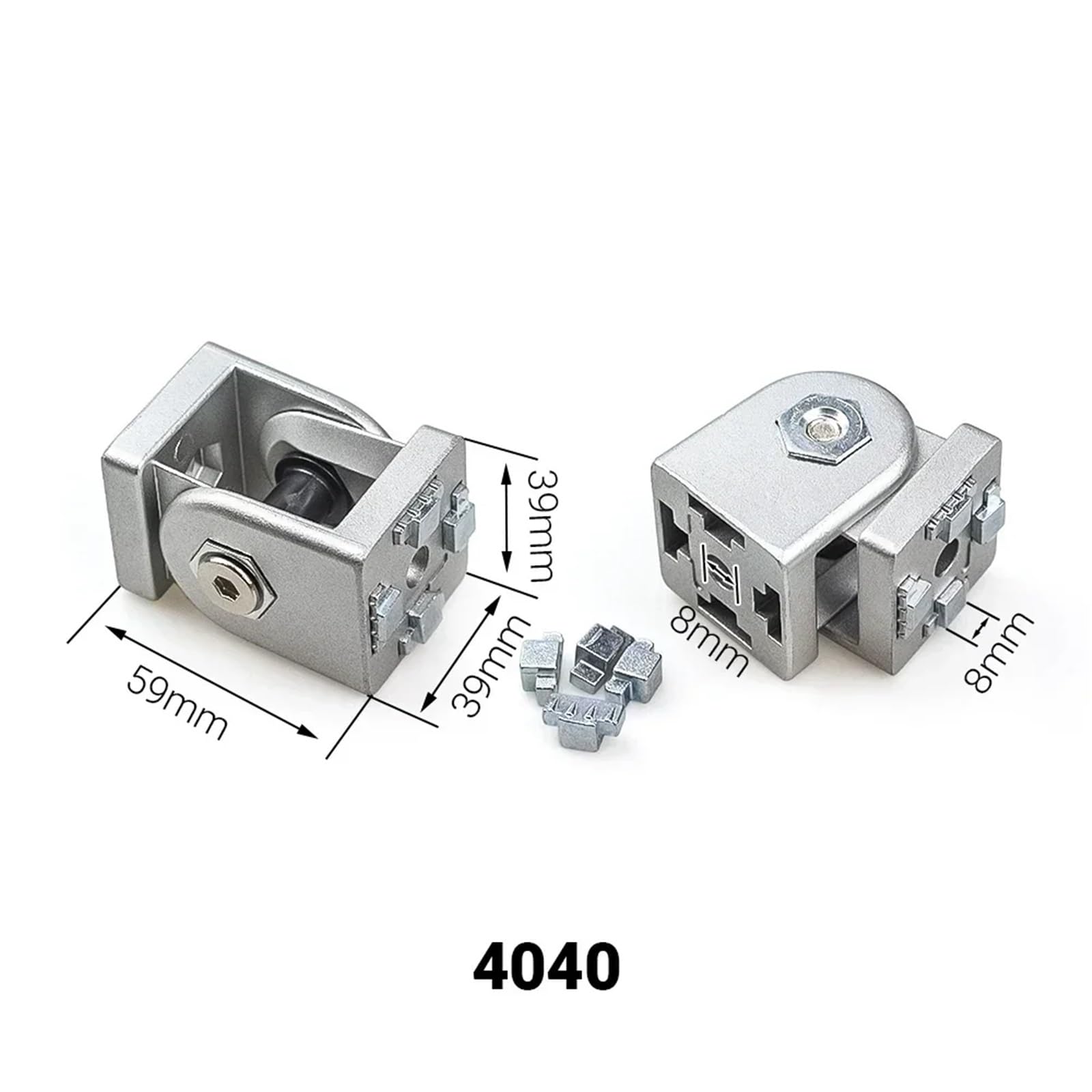 Junta pivotante de bisagra Flexible, 4 Uds., 2020 3030 4040, conector de ángulo recto de ajuste de aluminio fundido, perfiles de ranura en T con ranura en V(4040)