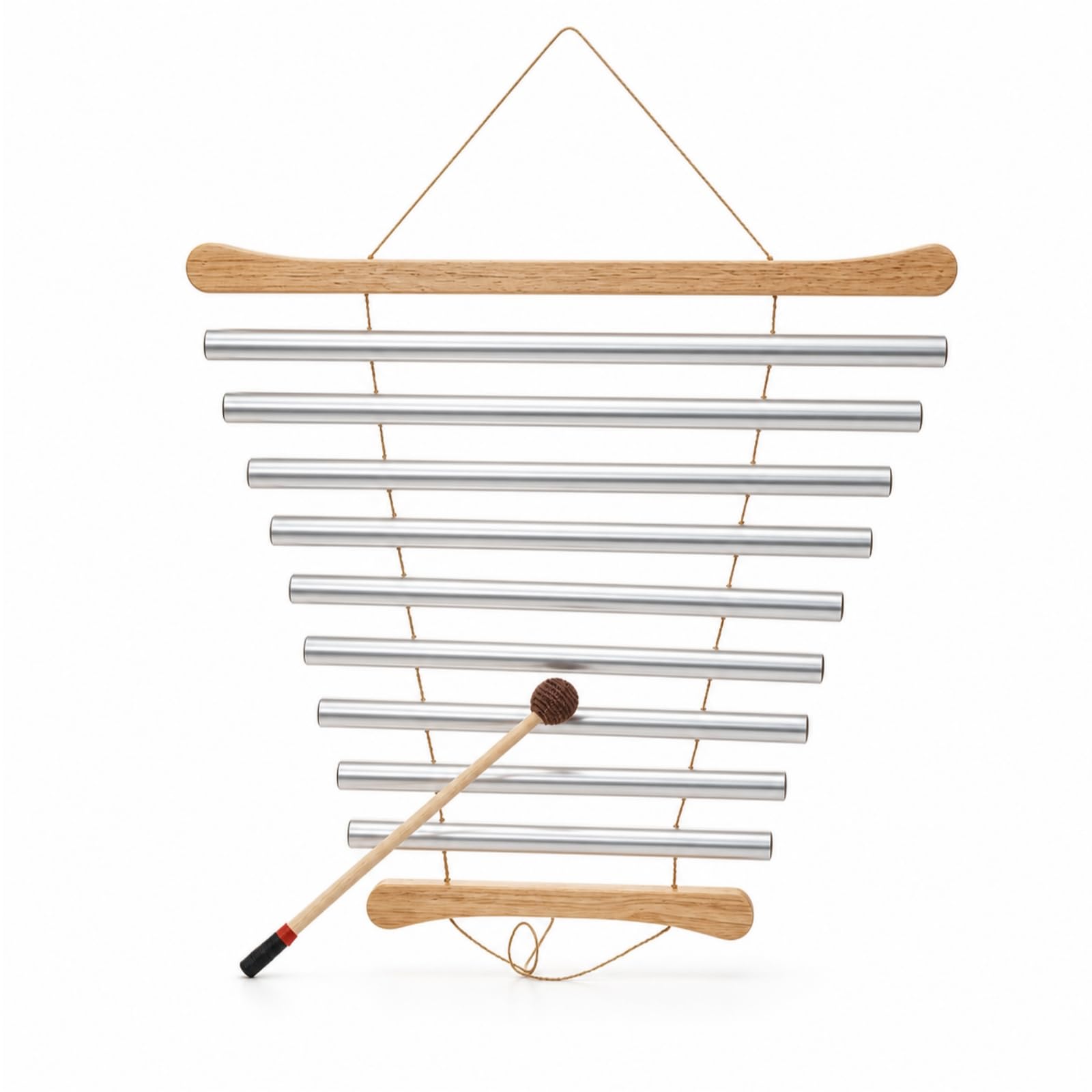 Carillon à Main avec Tige Portable Carillon avec Mailloche en Bois Instrument Percussion à Une Rangée pour Musiciens, Méditation