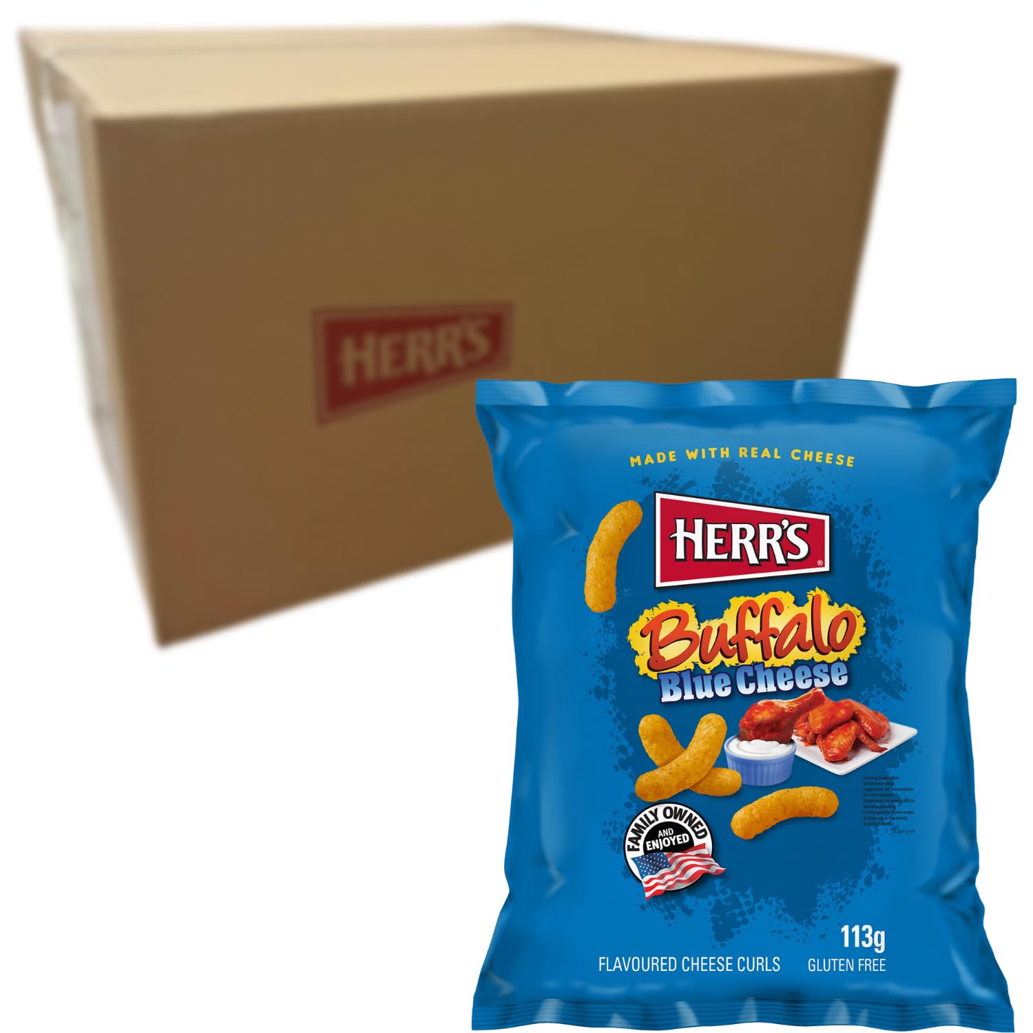 HERR'S - Cheese Flips Buffalo & Blue Cheese - 12 X 113 GR - Multipack