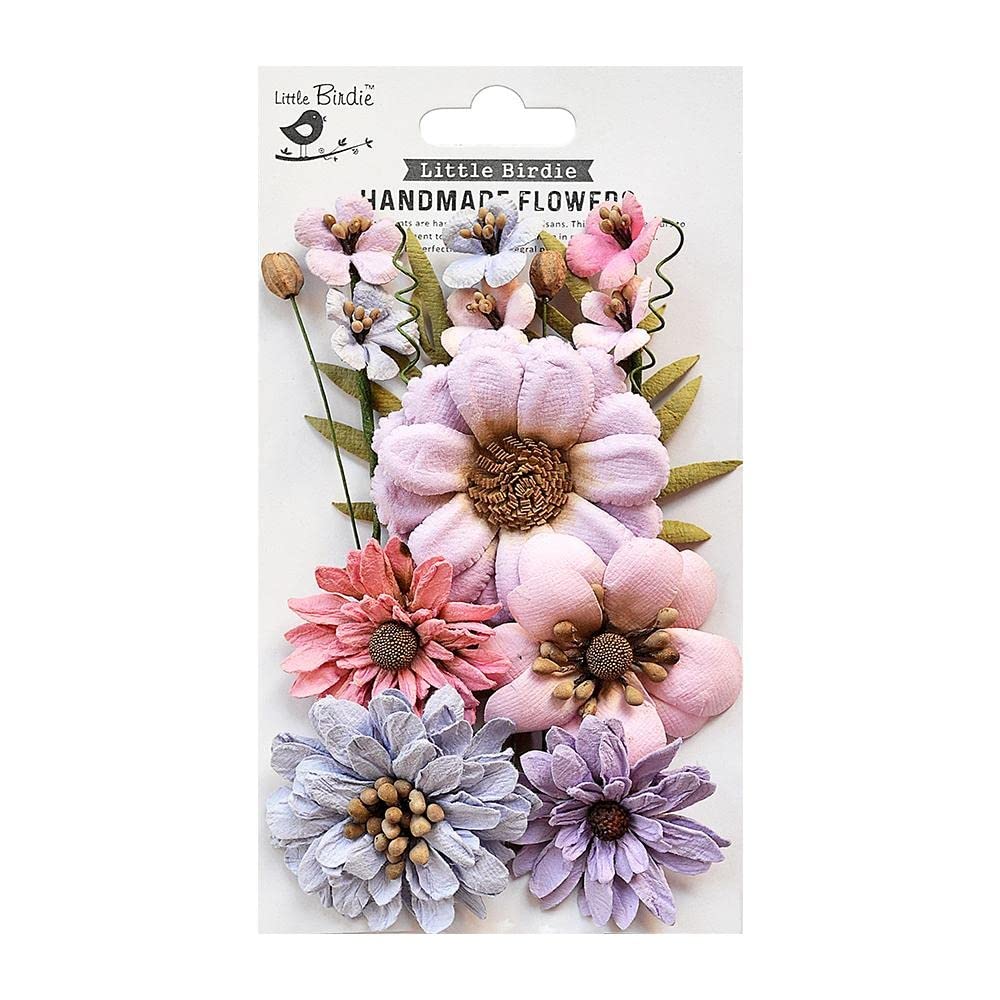 Little Birdie Fairy Sparkle Heleen Handmade Mulberry Paper Flowers 12Pcs