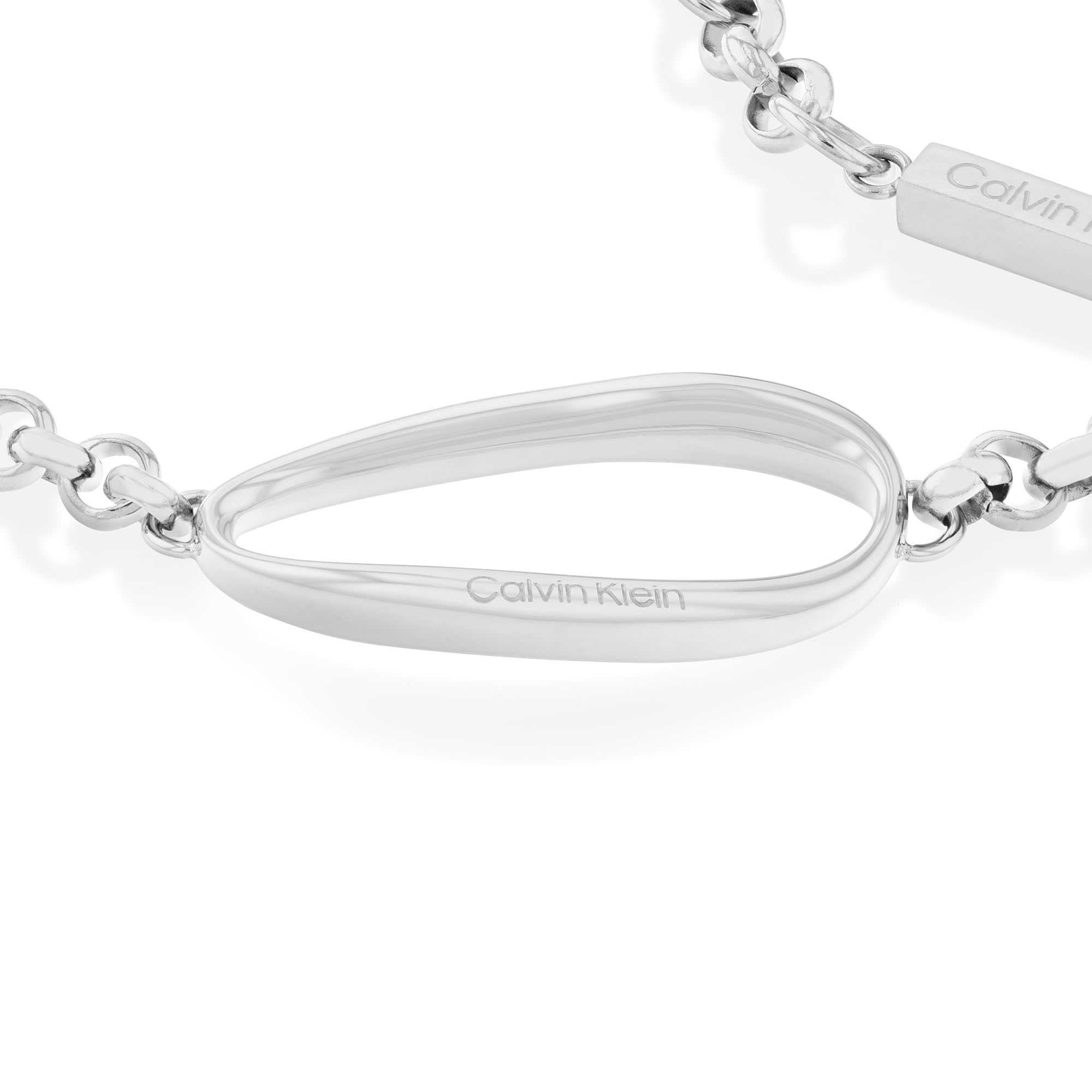 Calvin Klein Pulsera de Cadena para Mujer Colección PLAYFUL ORGANIC SHAPES con un Charm en Acero Inoxidable - Disponible en Plateado o Dorado