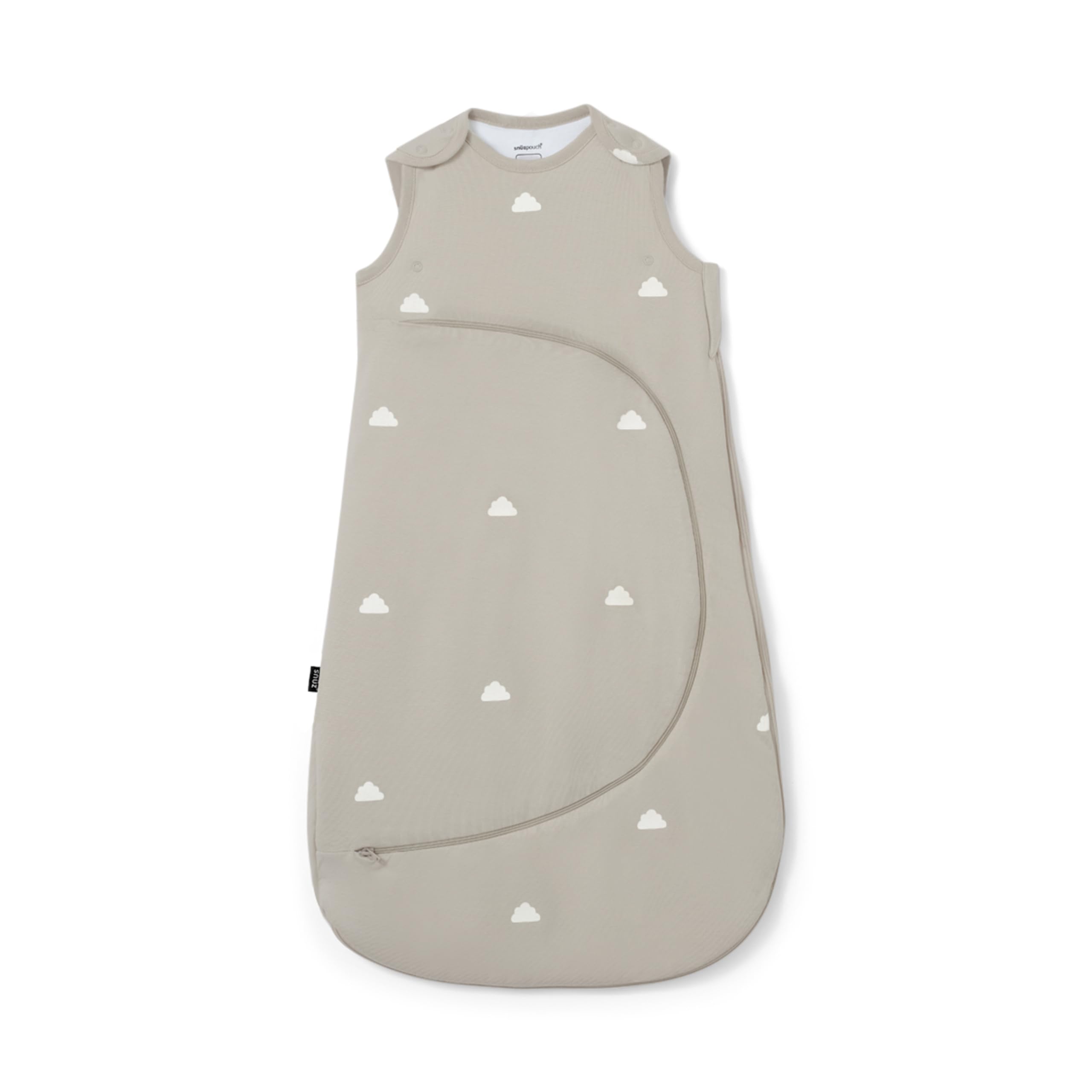 SnuzPouch Baby Sleeping Bag, 2.5 Tog, 0-6 Months w. Nappy Zip, Grey Cloud
