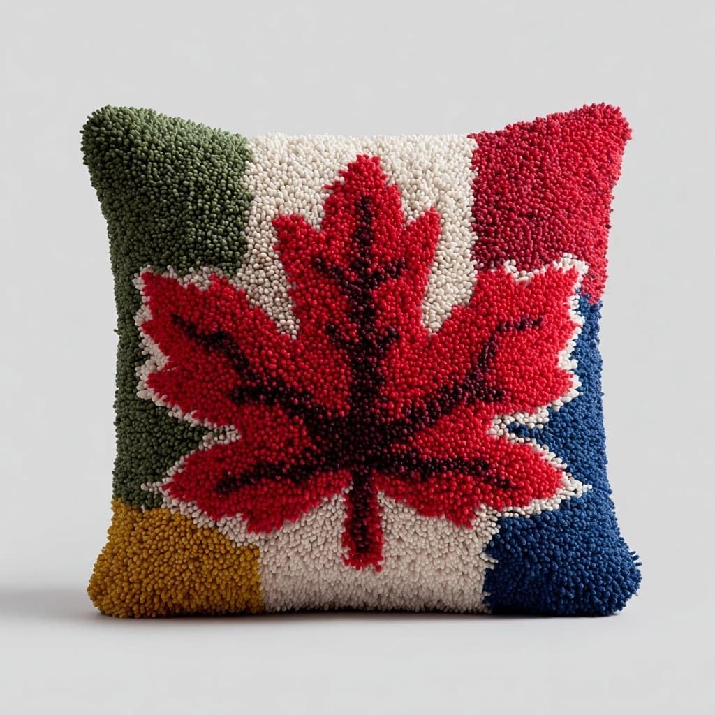 Henypt DIY Latch Hook Pillow Kits, Maple Leaves