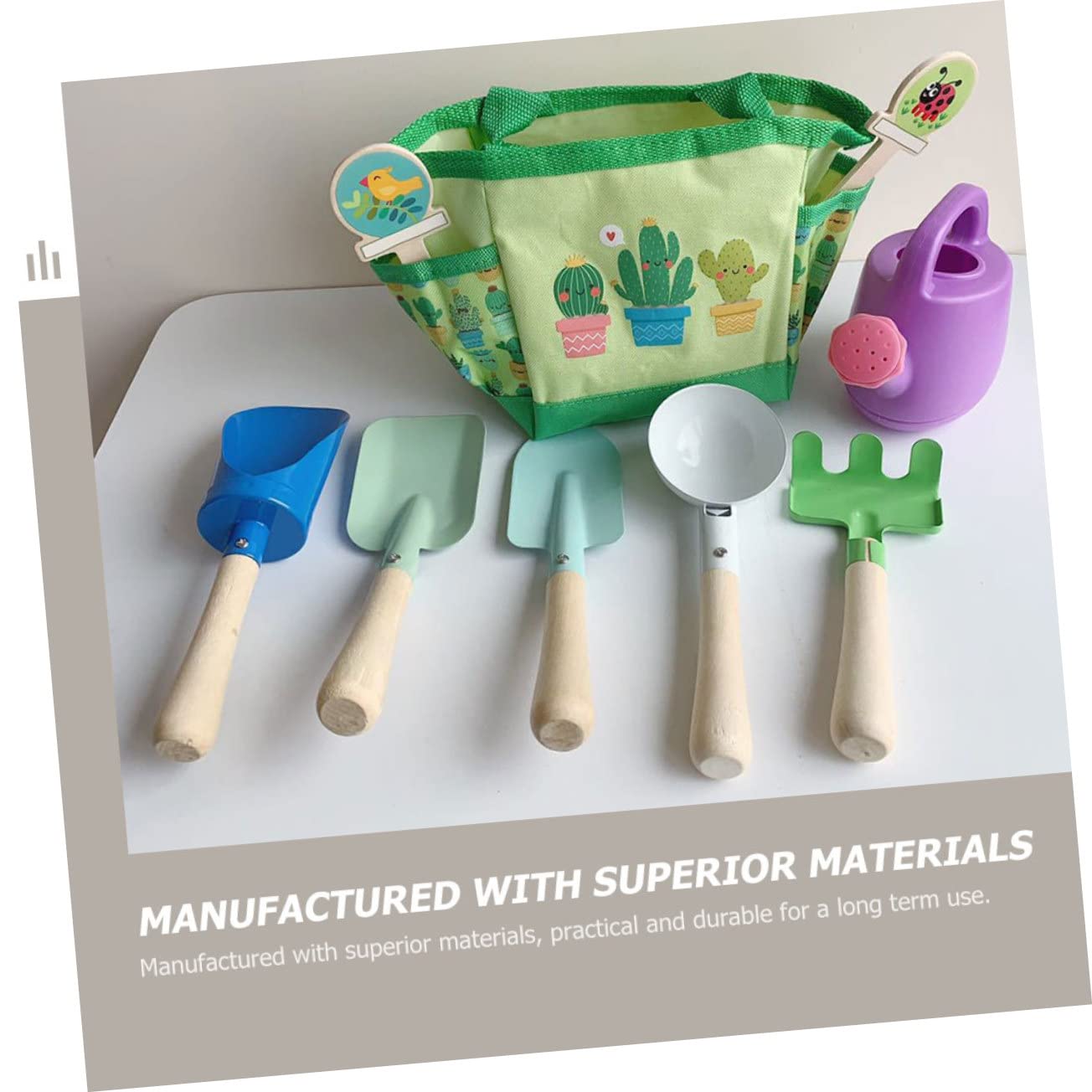 POPETPOP Kit Outils Jardinage Garçon et Filles Portable et Léger Paquet, Set de Jardinage Garçon Fille en Plastique et Bois pour Jardin Extérieur et Plantation