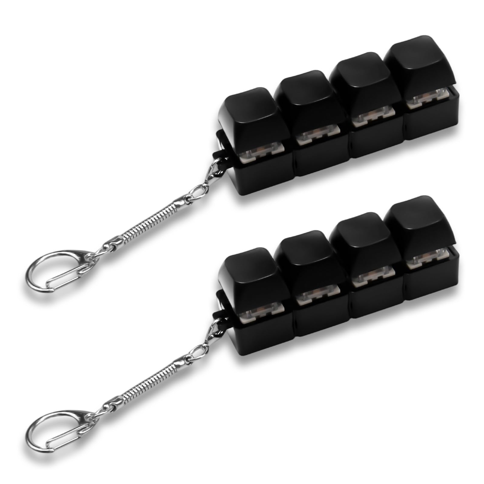 2Pcs Keyboard Fidget Toy 4 Buttons, Keychain Stress Relief Toy, Clicky Press Sensory Toy, Glow Light Fidget