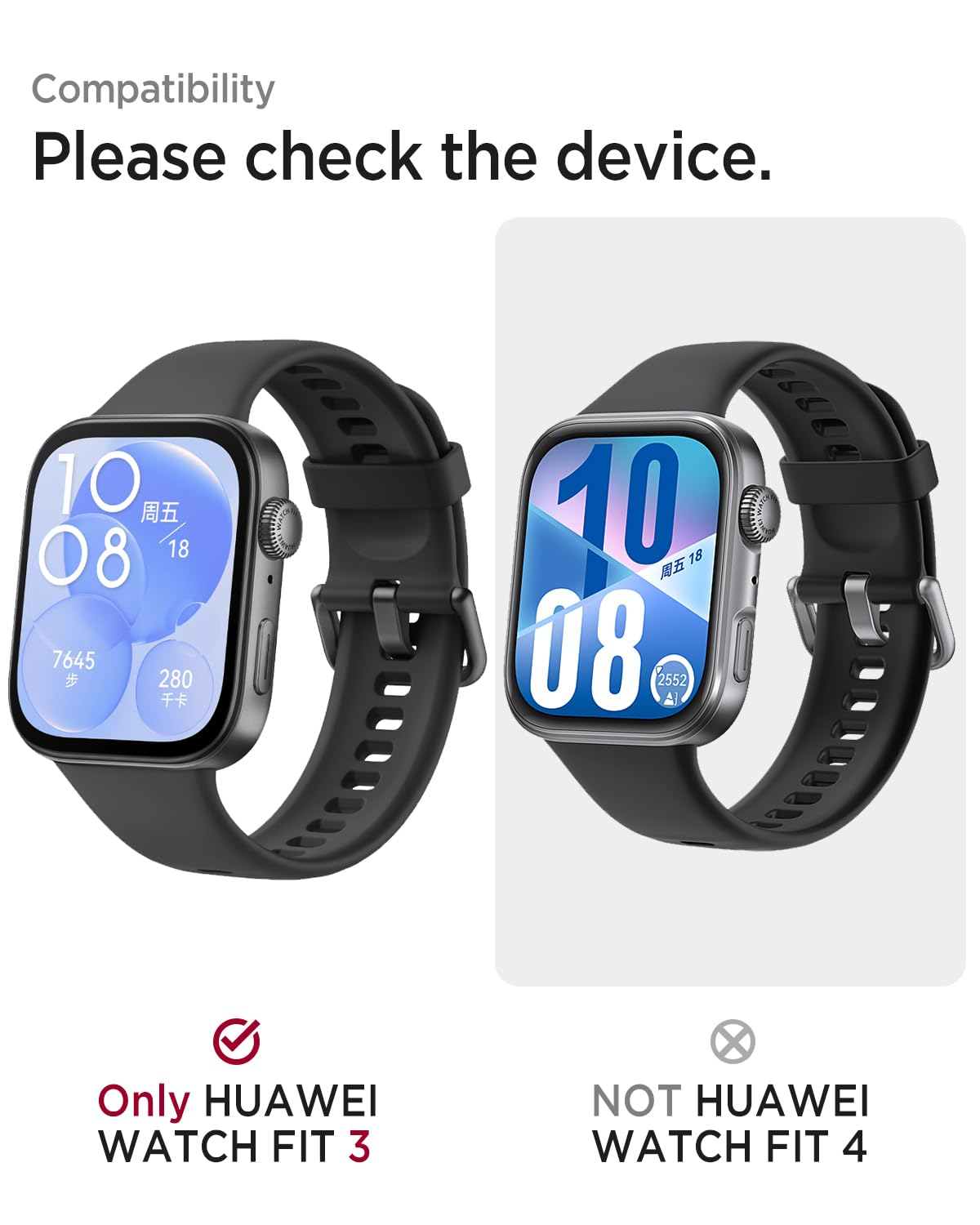Miimall Błyszczące etui do Huawei Watch Fit 3, twarde etui z ramką PC, kryształowe diamenty ze strasu, smukłe etui ochronne do Huawei Watch Fit 3 - przezroczyste