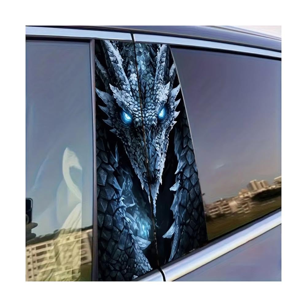Dabhuoc One Color Car Parts 2Pcs Car B-Pillar Sticker Ice Dragon Glossy Material Protective Film