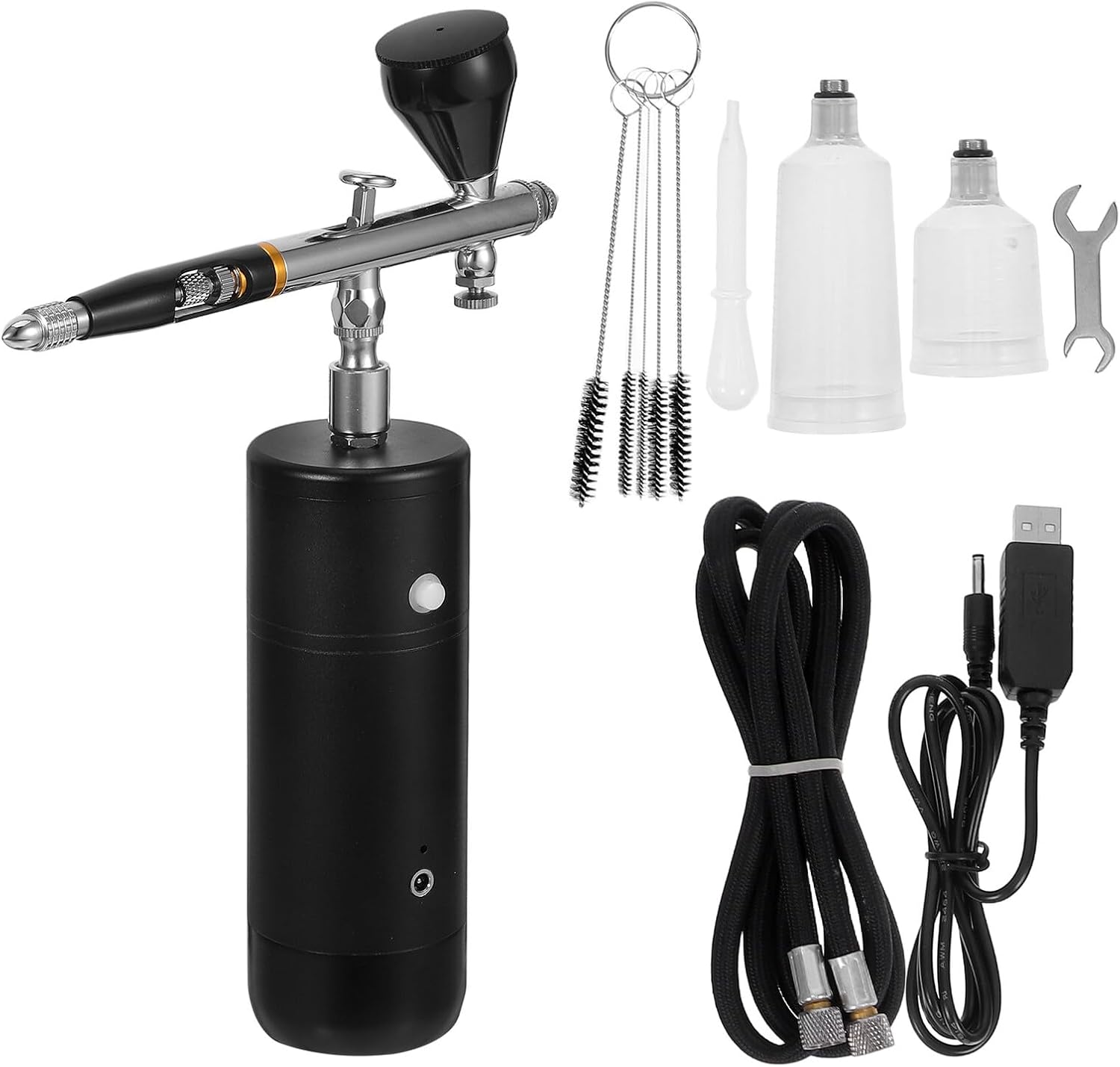 GLSTOY Cordless Airbrush Kit with Compressor 32psi USB Rechargeable 0.3mm Nozzle Air Brush Set for Cake Decorating Nail Art Miniature Painting and Furniture Repair