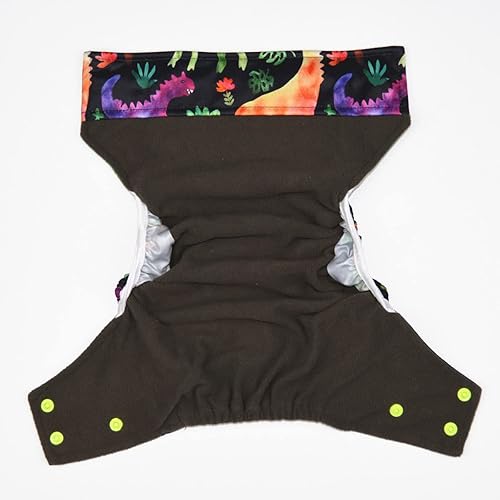 Miniatura 4 de Pañal de tela de bolsillo para bebé, refuerzos de bambú de carbón, reutilizable, lavable, 8 libras a 36 libras (dinosaurios degradados)