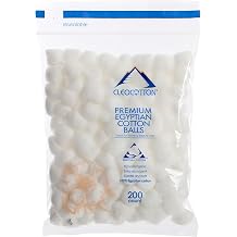 Cleocotton, Premium Egyptian Cotton Balls 200 Count, 100% Egyptian Cotton, Ultra Soft