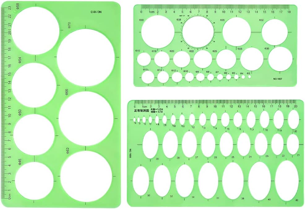 3pcs Circle Stencils for Drawing, Circle Maker Drawing Tool, Professional Quality Round CircleTemplates Set for Drawing Engineering Drafting Building School Office Supplies