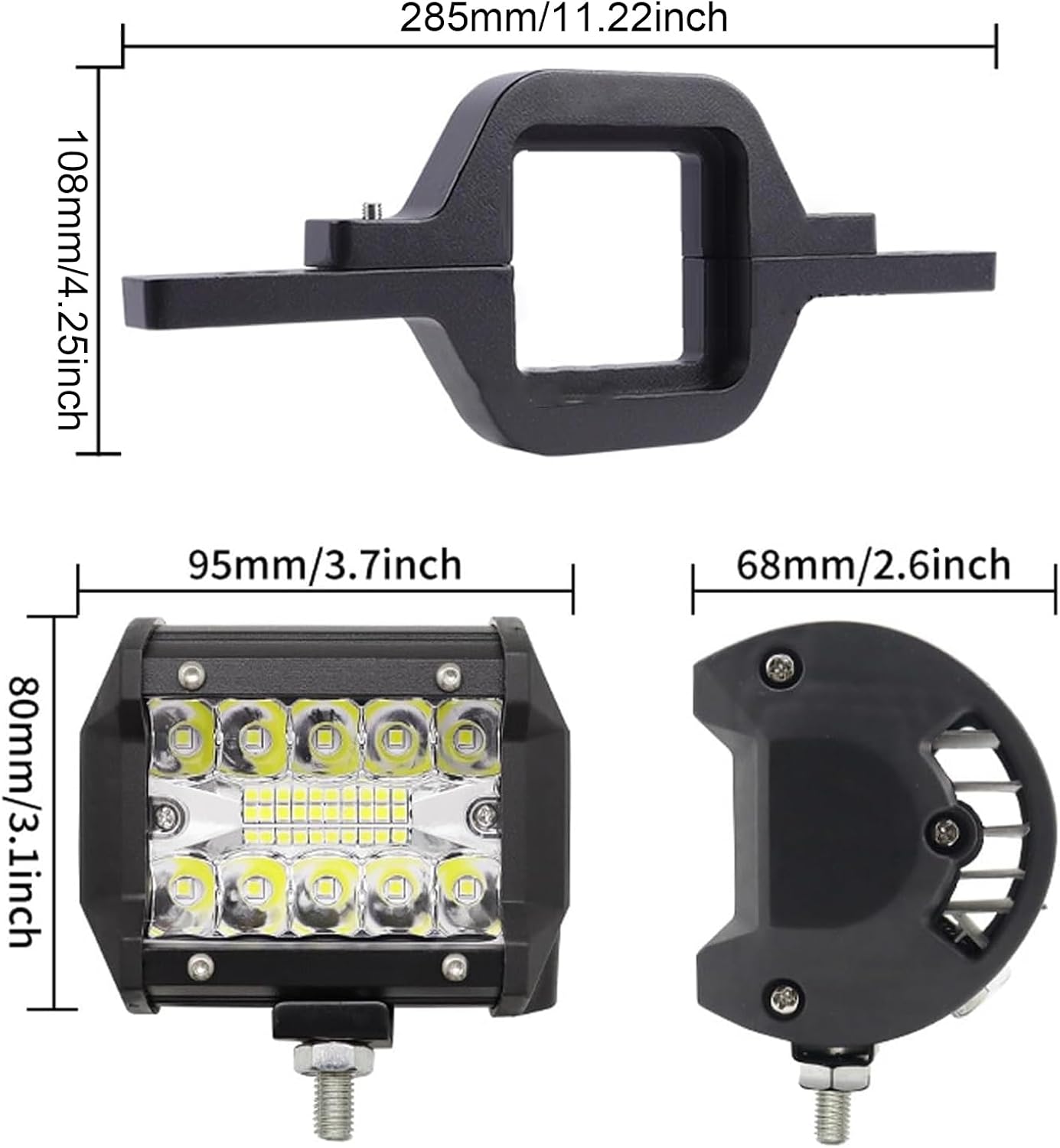 LED Pod Lights | Hitch LED Lights Pods Rear Backup Strip | Waterproof Spotlight Strip with Towing Hitch Brackets Reverse Car Accessories for Pickup Boat