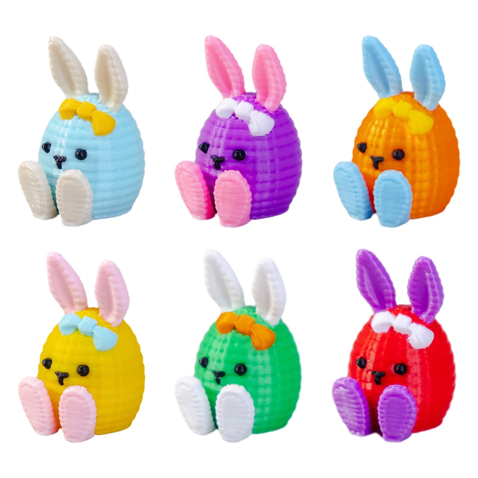 Glifora 6 Pcs Easter Mini Bunny Figurine - Resin Tiny Bunny Egg Ornaments for Dollhouse, Fairy Garden Decor and Spring Party Favours
