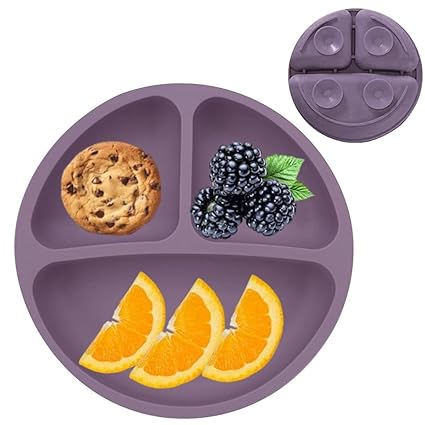 Nicety 1 Pcs Silicone Suction Divided Plates for Babies, Kids, Toddlers - Microwave & Dishwasher Safe Baby Feeding Plates Baby Tableware Dinner Plate for Eating (Matt Grey)