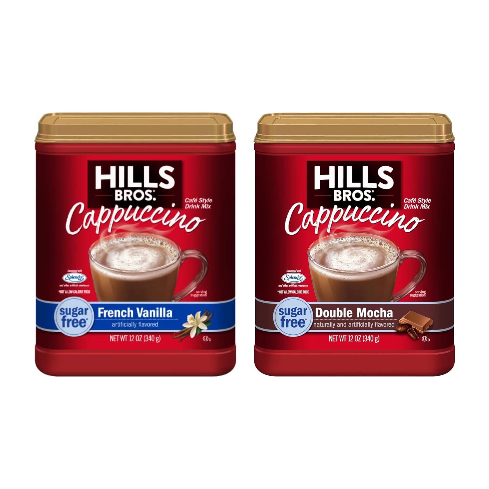 Hills Bros. Cappuccino (Sugar Free French Vanilla, & Sugar Free Double Mocha) Variety Pack