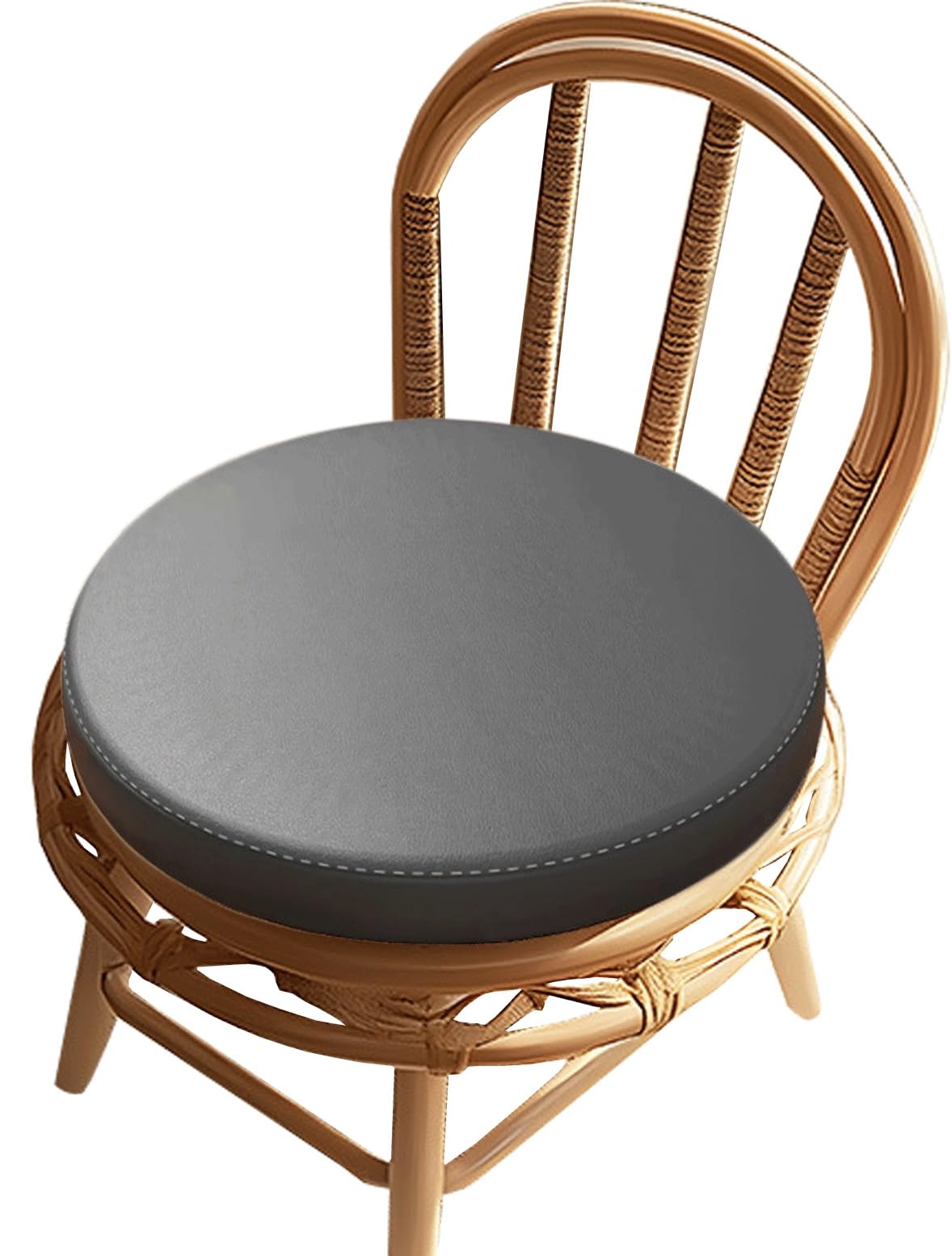 uyeoco Round Faux Leather Memory Foam Seat Cushion - Waterproof, Non-Slip Chair Pad for Dining, Bar Stool, Home, School, Garden - 30cm/35cm/40cm Diameter(S1,Diameter 40x4.5cm thick)